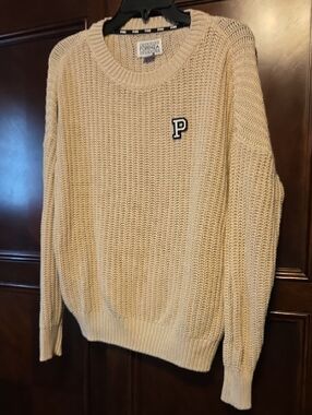 Forenza Beige Crewneck Knit Sweater‎ with 'P' Patch